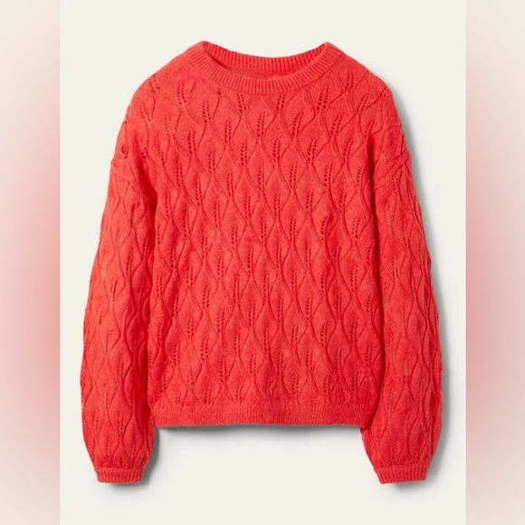 Boden Pointelle Fluffy Sweater Bright Coral K0555 Plus Size 20 / 22 Wool Aplaca - Picture 5 of 16